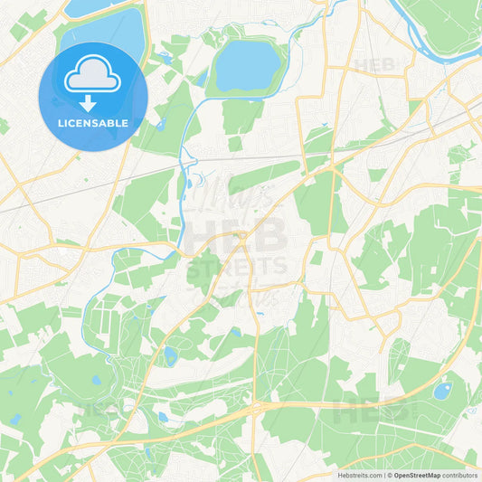 Esher, England Vector Map - Classic Colors