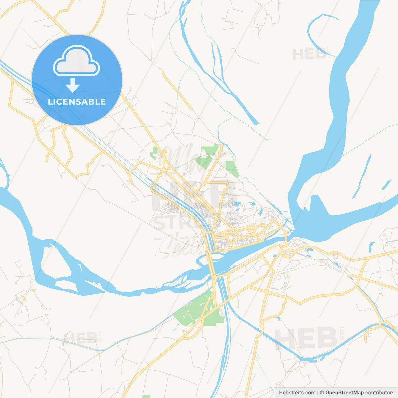 Printable street map of Sukkur, Pakistan