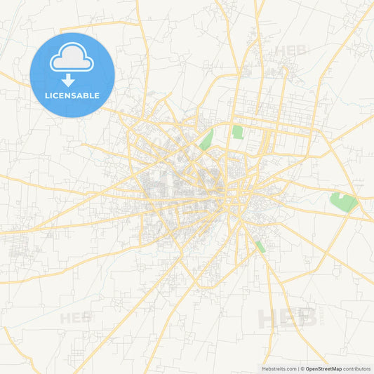 Printable street map of Sialkot, Pakistan