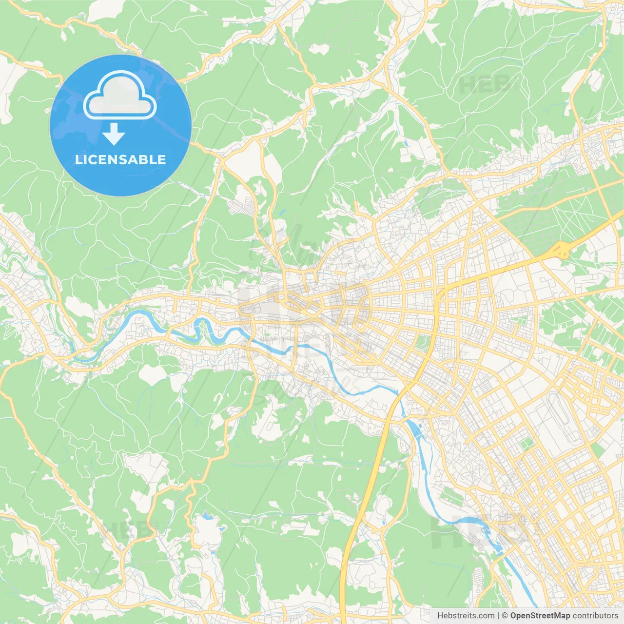 Printable street map of Ōme, Japan