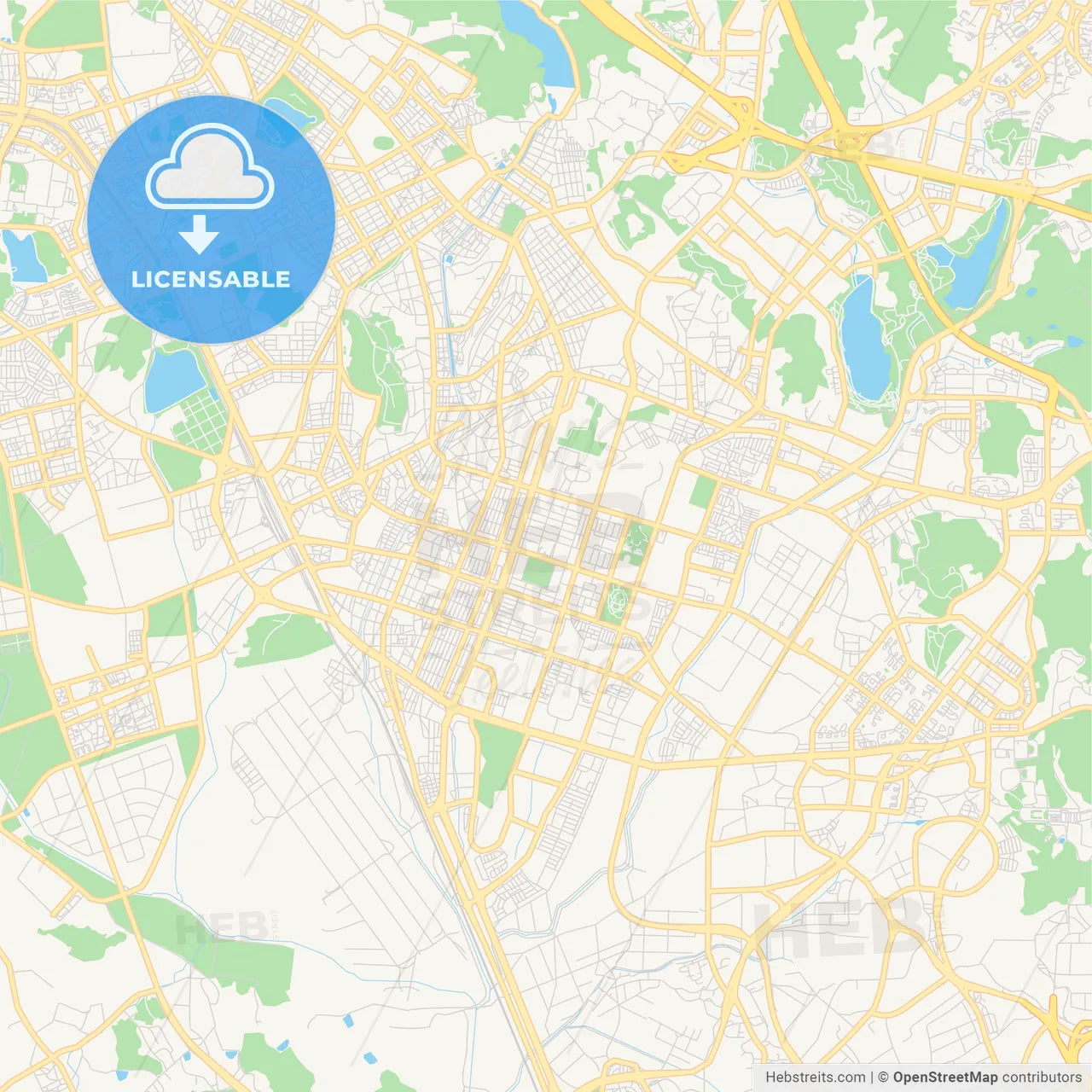 Printable street map of Suwon, South Korea