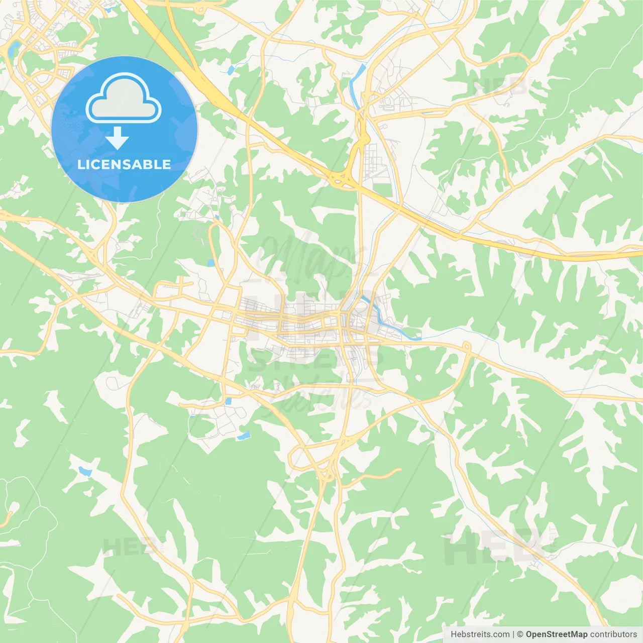 Printable street map of Yongin, South Korea
