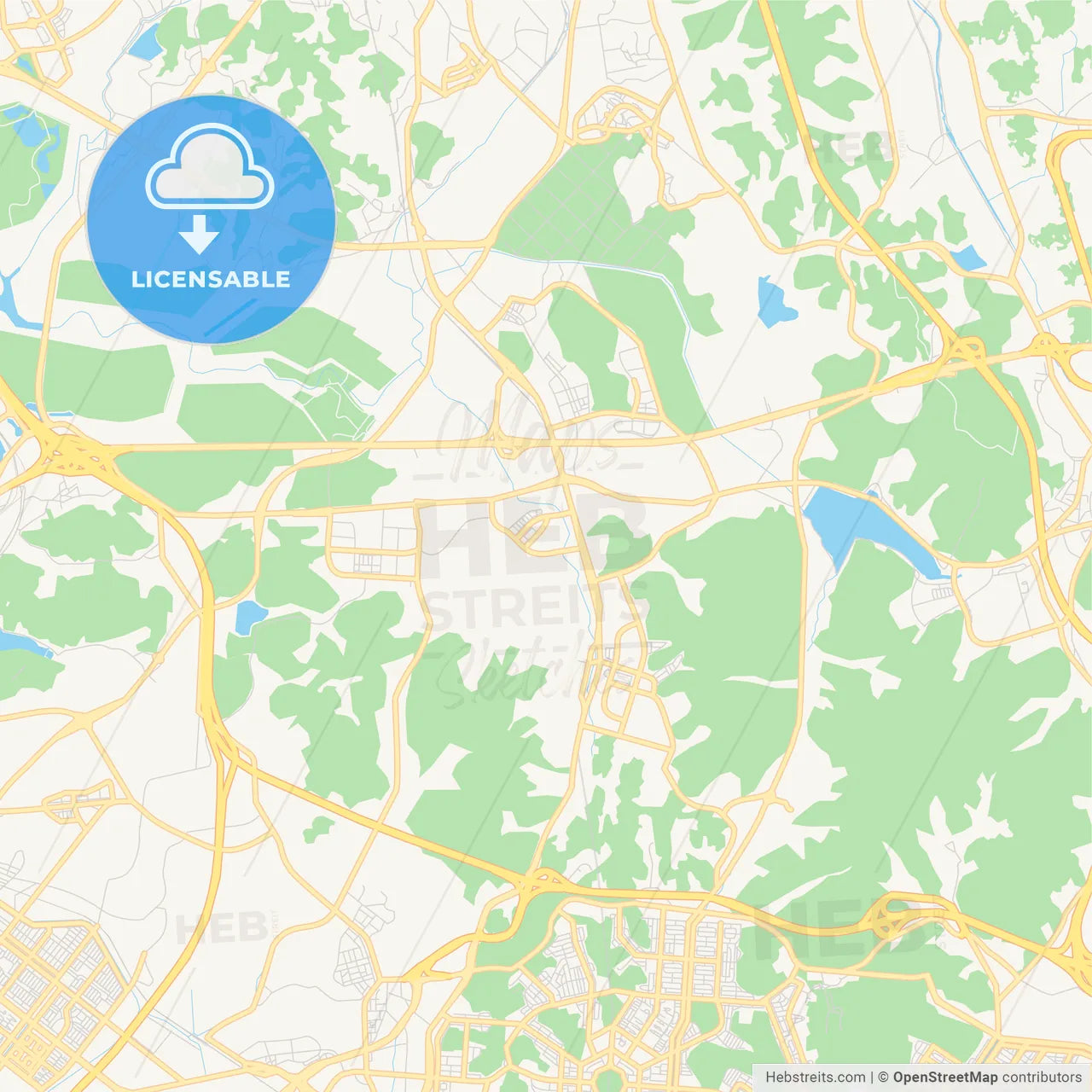 Printable street map of Siheung, South Korea