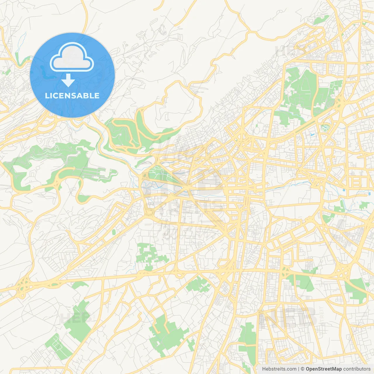Printable street map of Damascus, Syria