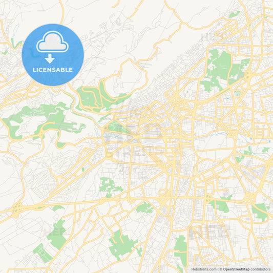 Printable street map of Damascus, Syria