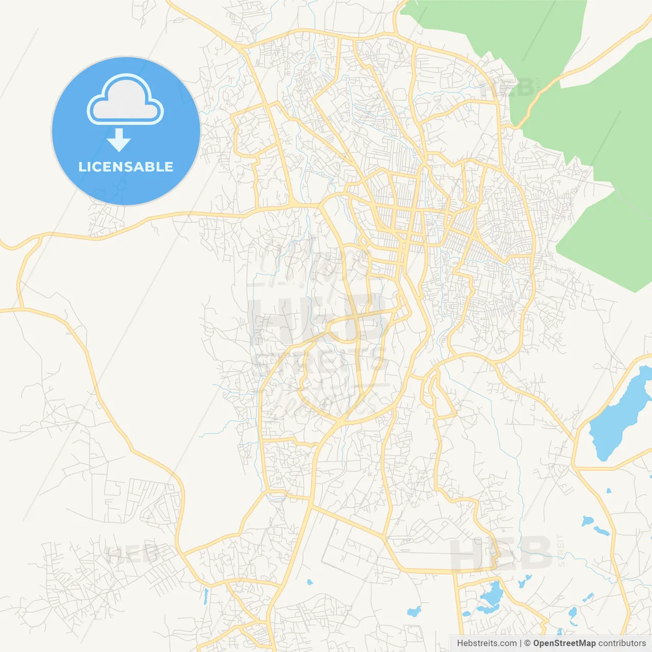 Printable street map of Jos, Nigeria