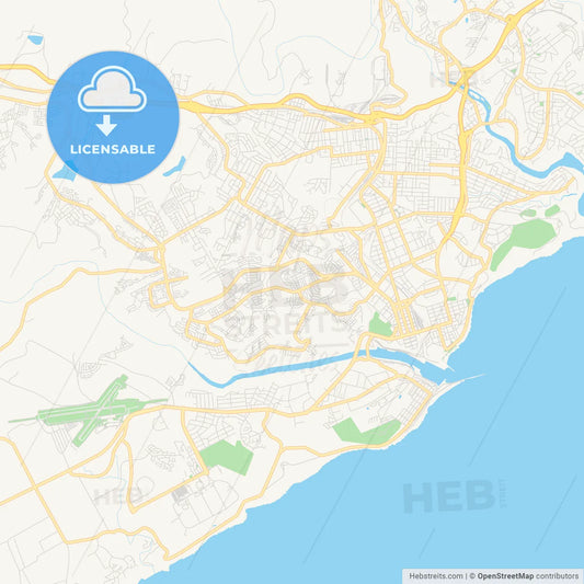 Printable street map of East London, South Africa