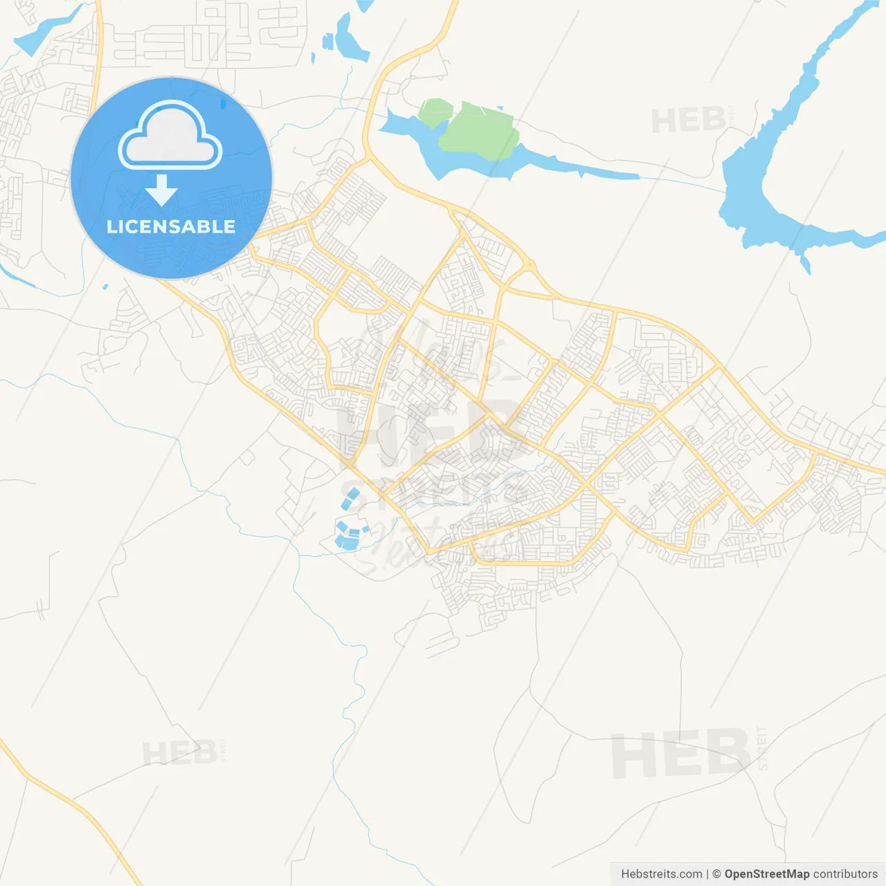 Printable street map of Chitungwiza, Zimbabwe