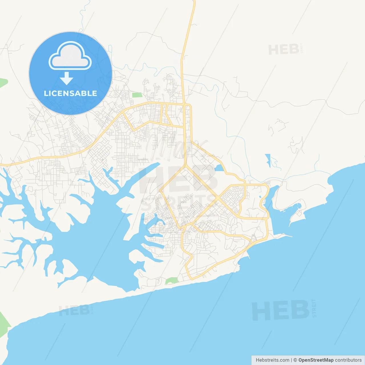 Printable street map of San-Pedro, Ivory Coast