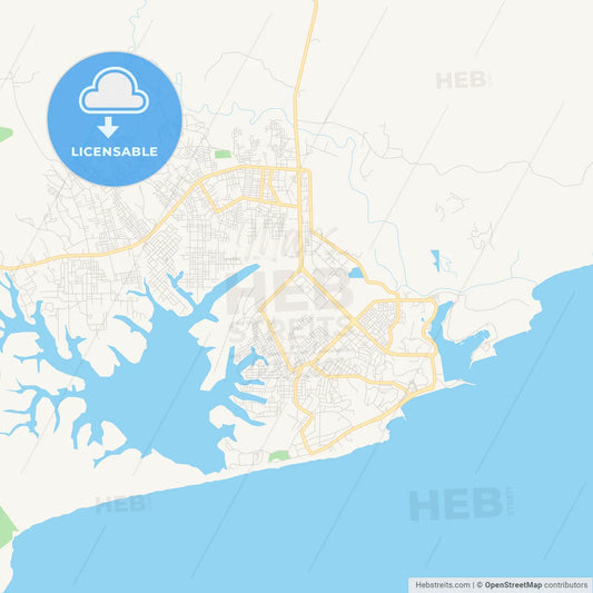 Printable street map of San-Pedro, Ivory Coast