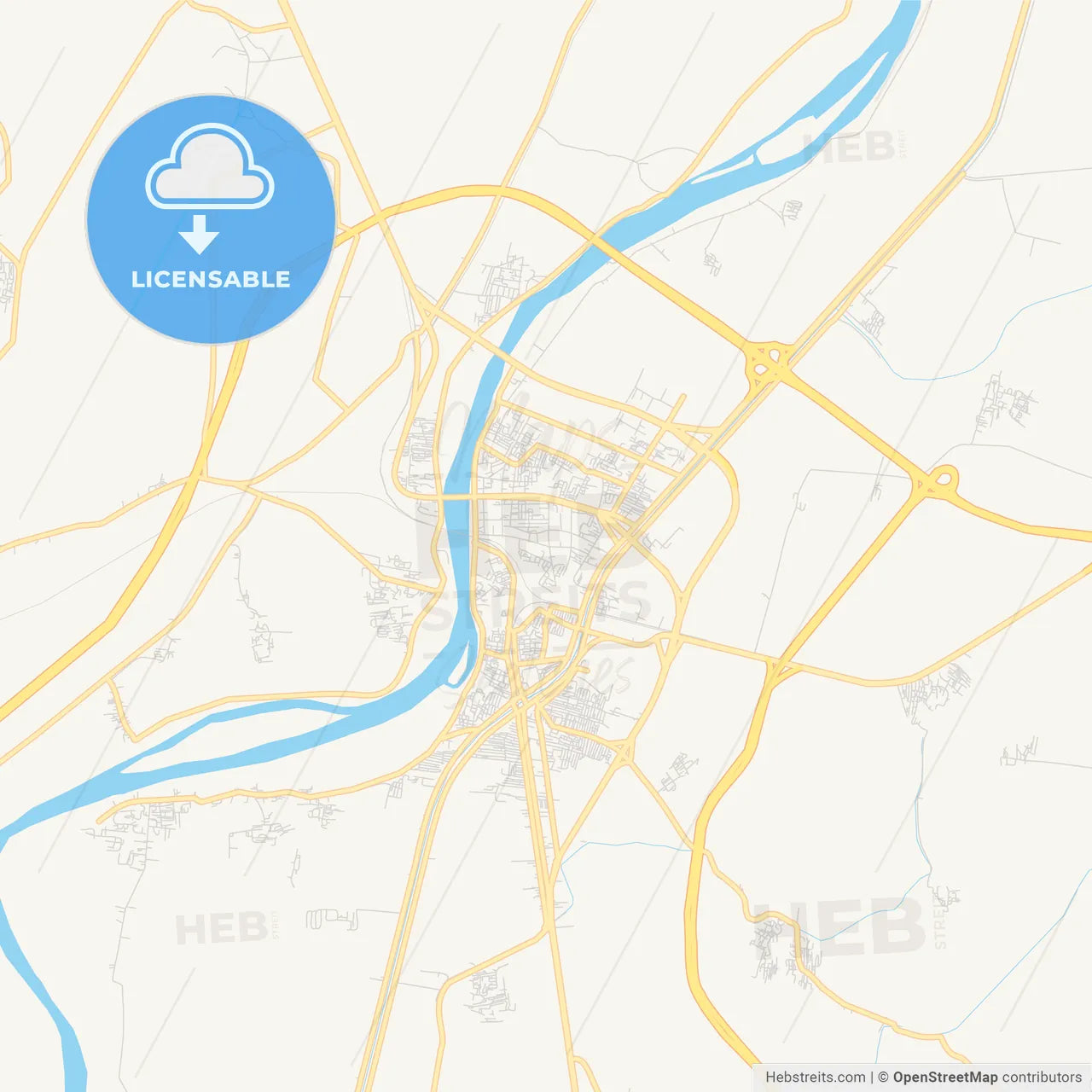 Printable street map of Banha, Egypt