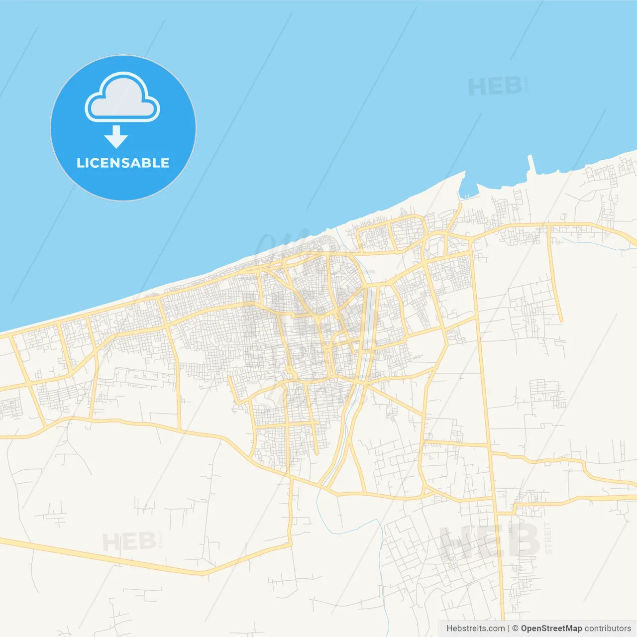 Printable street map of Arish, Egypt