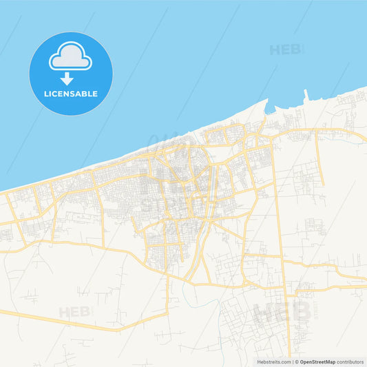 Printable street map of Arish, Egypt