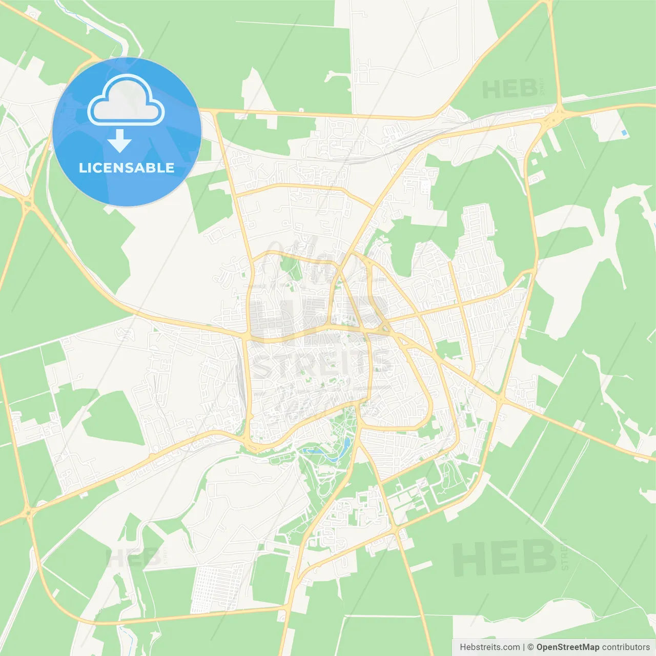 Dobrich, Bulgaria Vector Map - Classic Colors