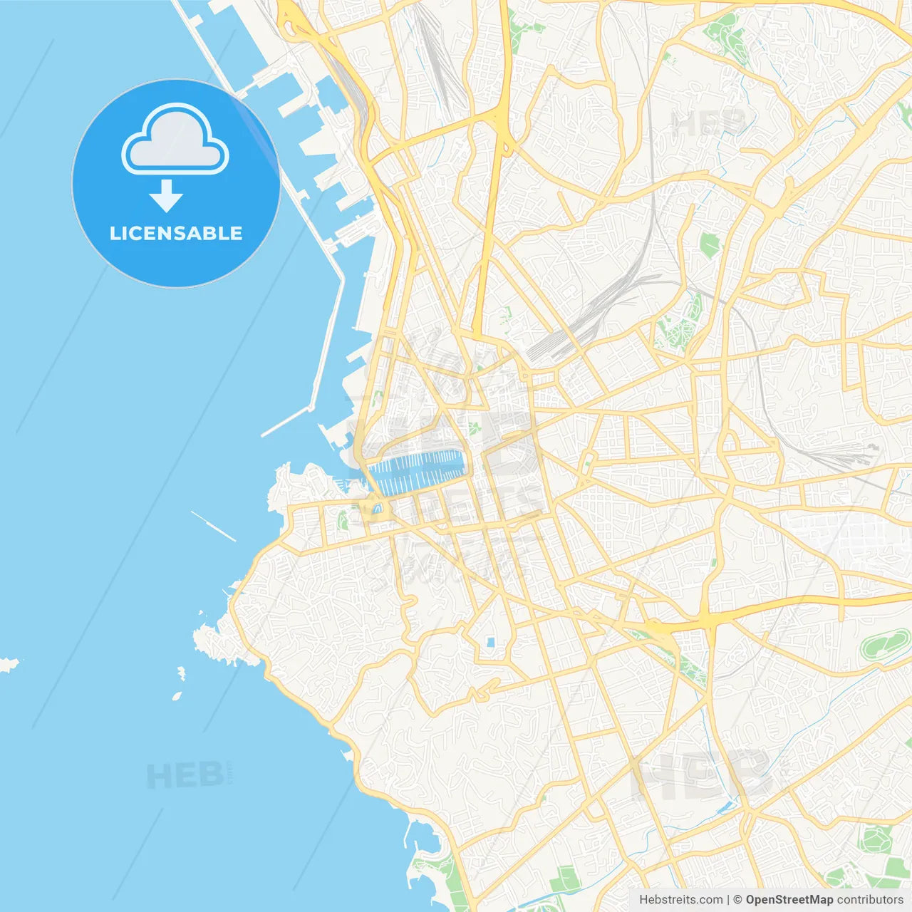 Marseille, France Vector Map - Classic Colors