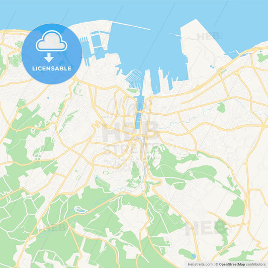 Cherbourg-Octeville, France Vector Map - Classic Colors