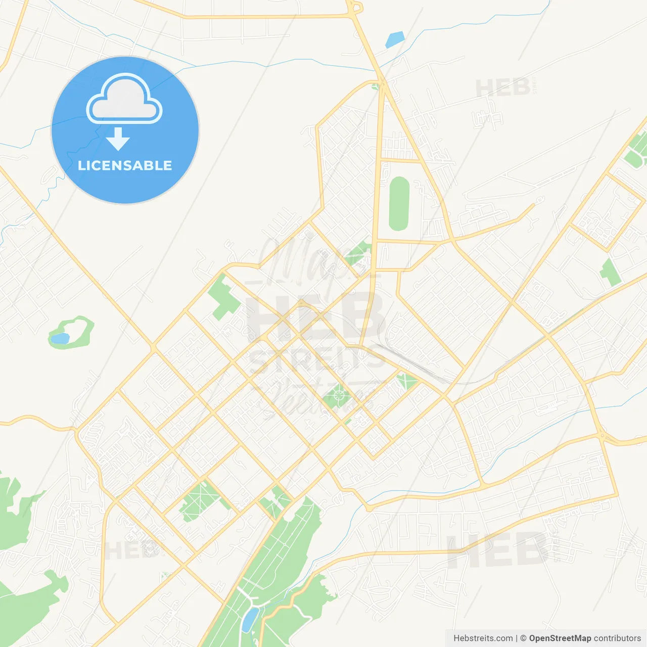 Nalchik, Russia Vector Map - Classic Colors