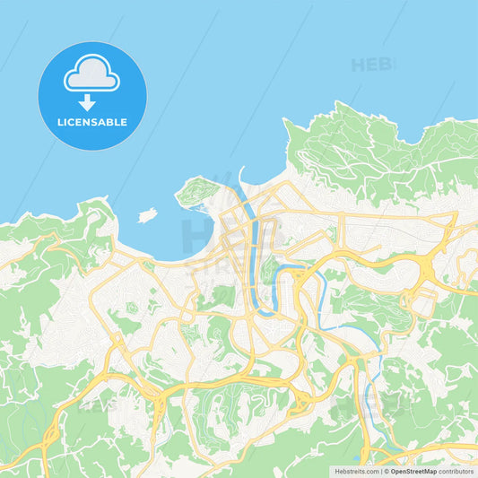 Donostia / San Sebastian, Spain Vector Map - Classic Colors