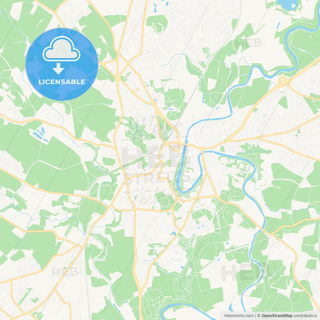 Durham, England Vector Map - Classic Colors