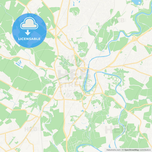 Durham, England Vector Map - Classic Colors