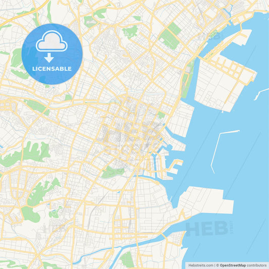Printable street map of Yokkaichi, Japan