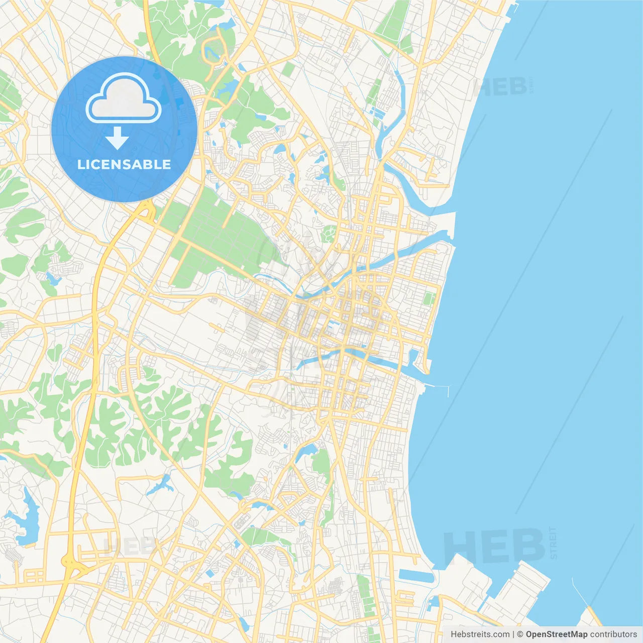 Printable street map of Tsu, Japan