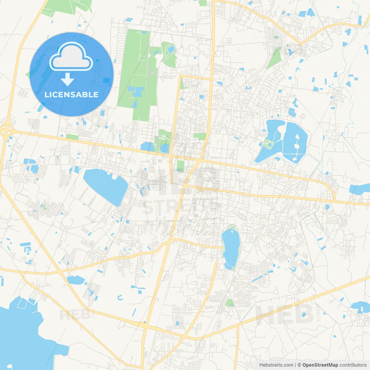 Printable street map of Khon Kaen, Thailand