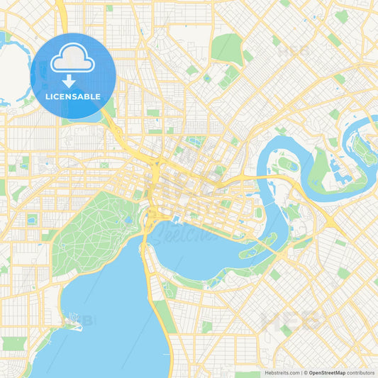 Printable street map of Perth, Australia