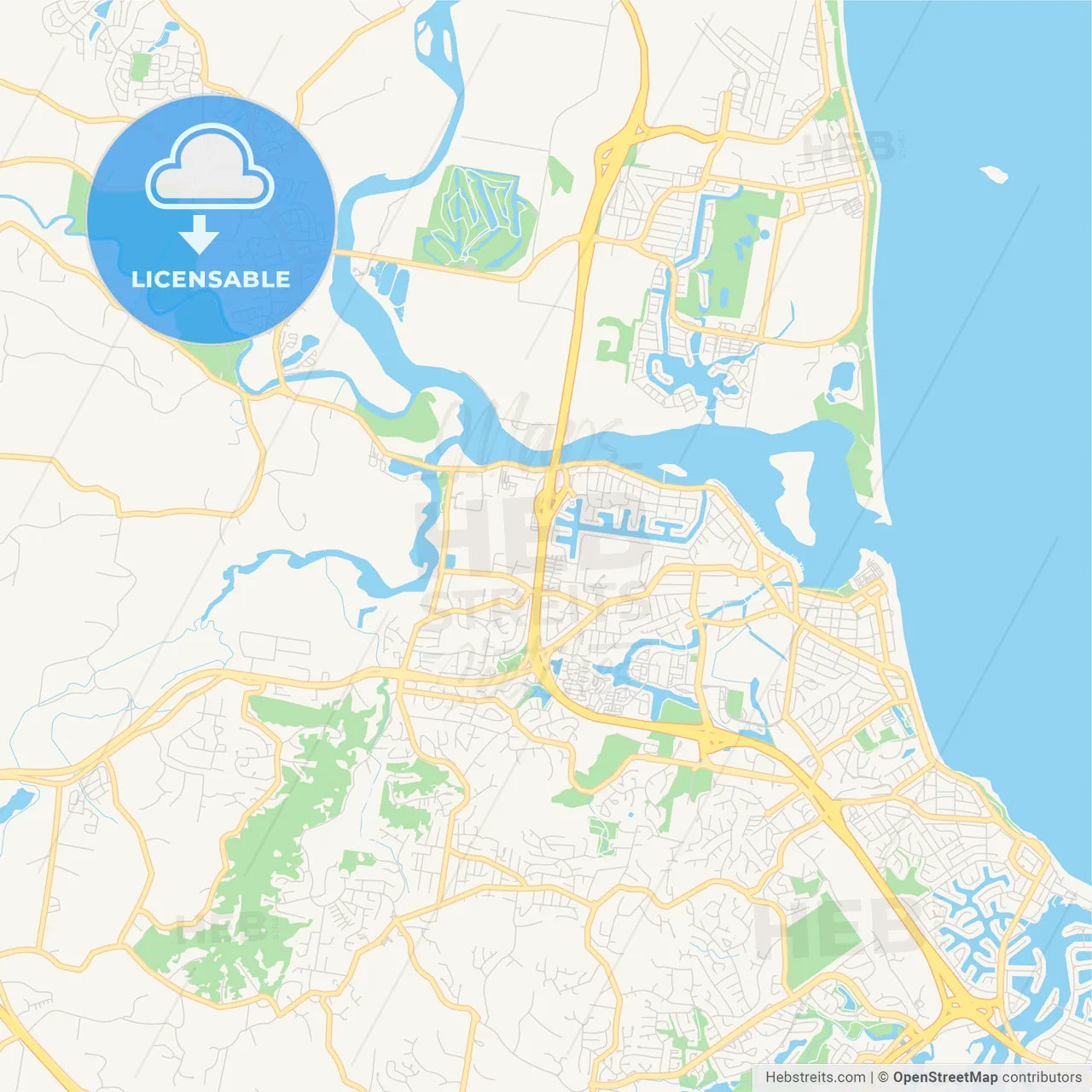 Printable street map of Sunshine Coast, Australia