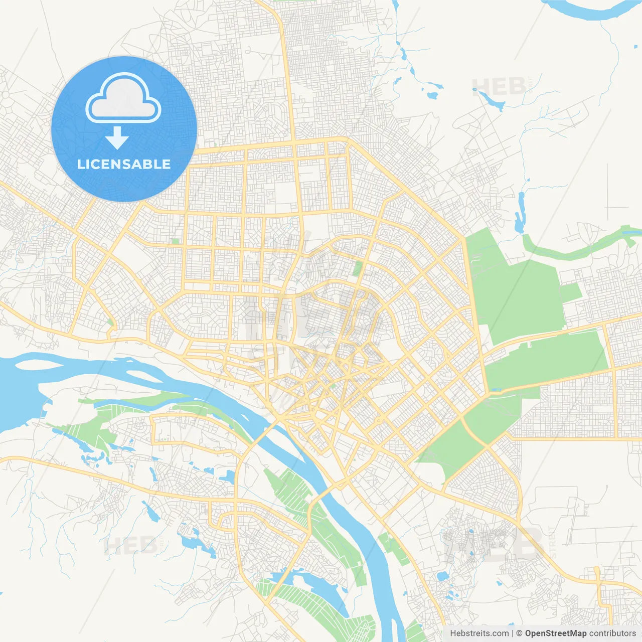 Printable street map of Niamey, Niger