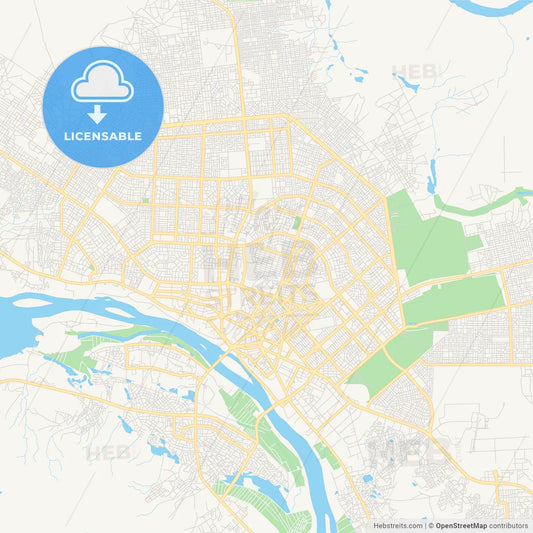 Printable street map of Niamey, Niger