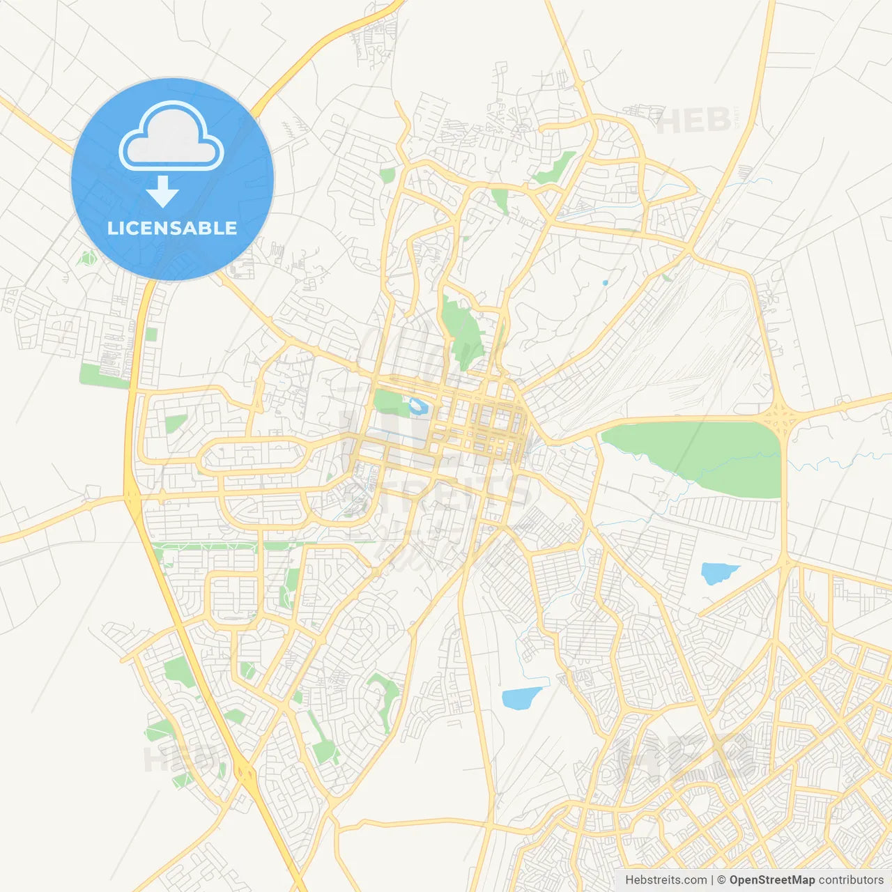 Printable street map of Bloemfontein, South Africa