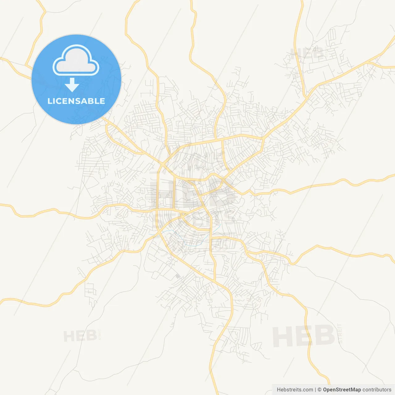 Printable street map of Ondo, Nigeria