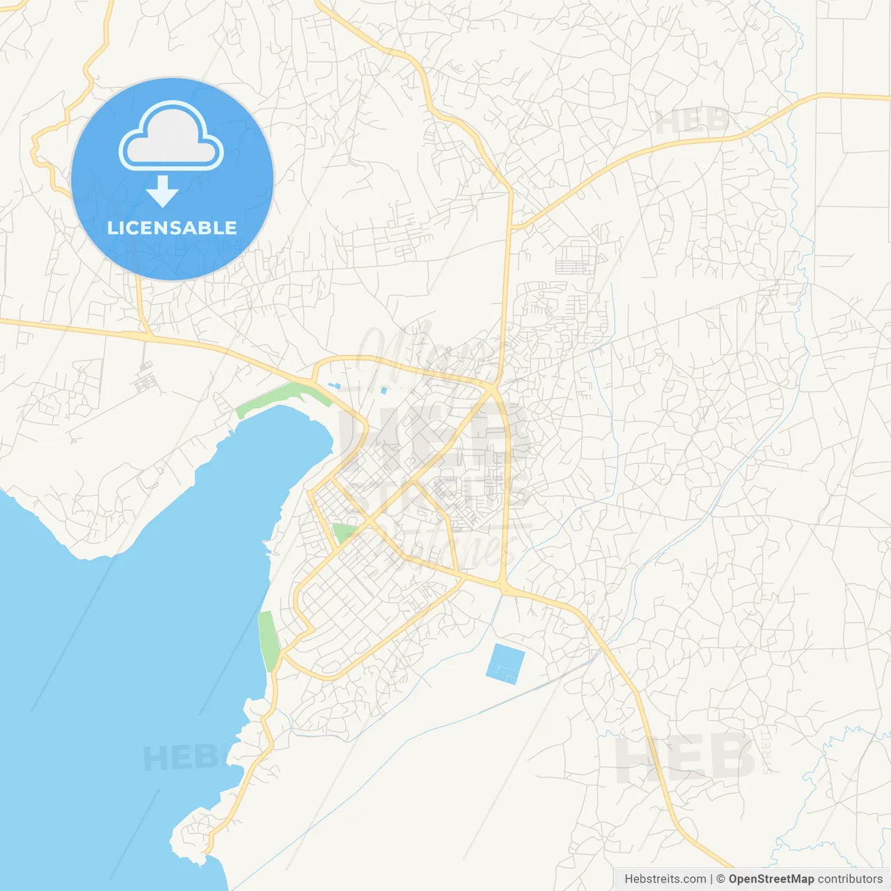 Printable street map of Kisumu, Kenya