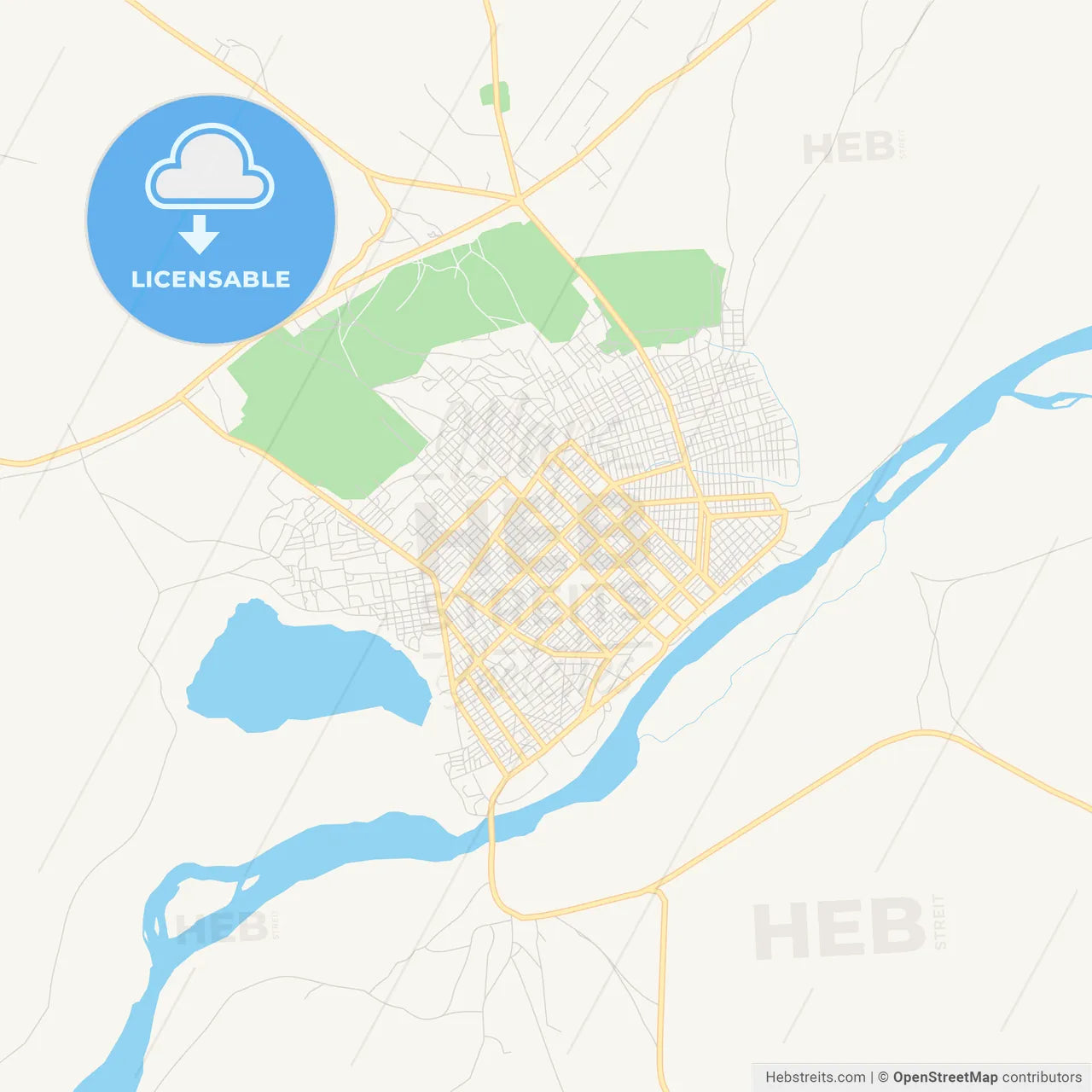 Printable street map of Moundou, Chad