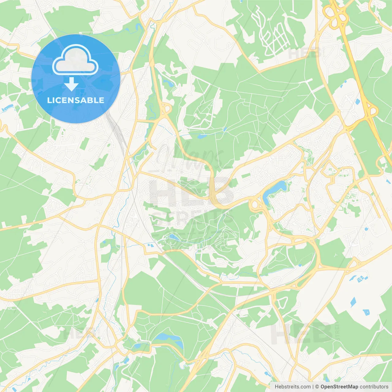 Ottignies-Louvain-la-Neuve, Belgium Vector Map - Classic Colors