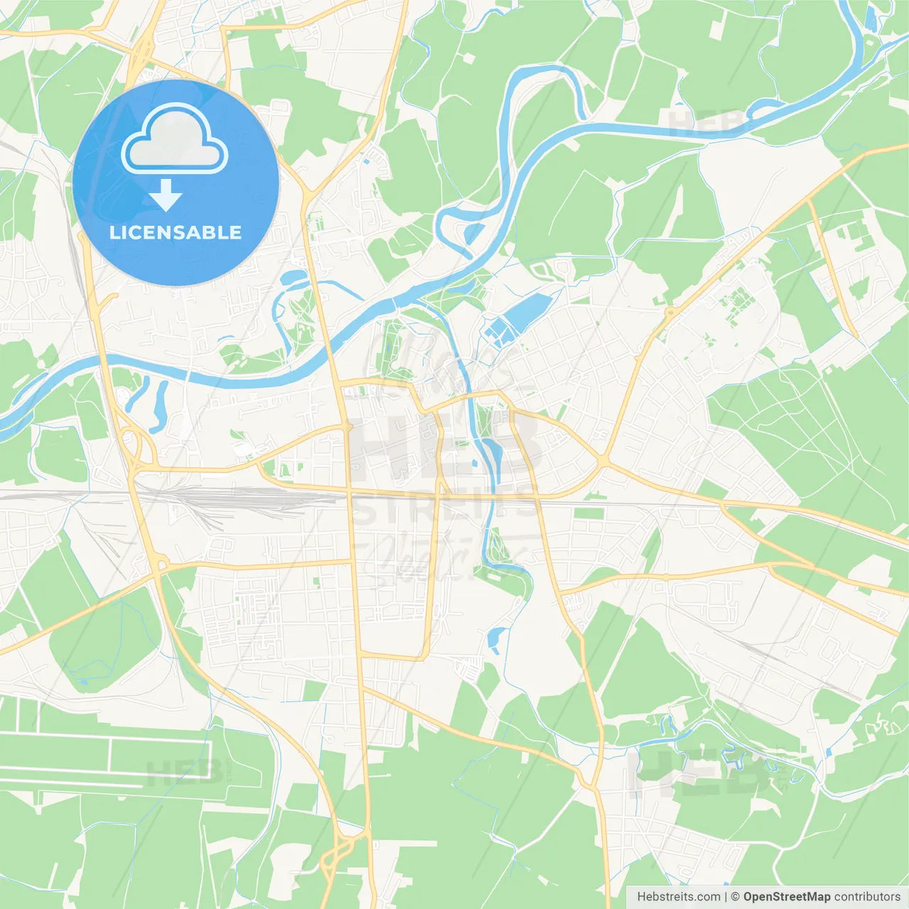 Pardubice, Czechia Vector Map - Classic Colors