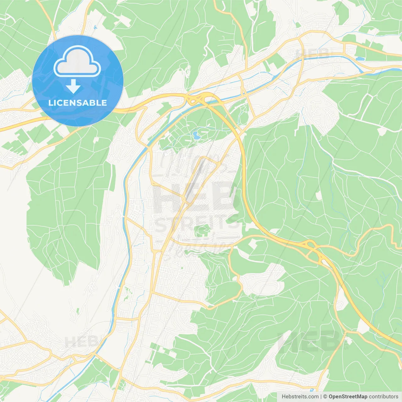 Lorrach, Germany Vector Map - Classic Colors