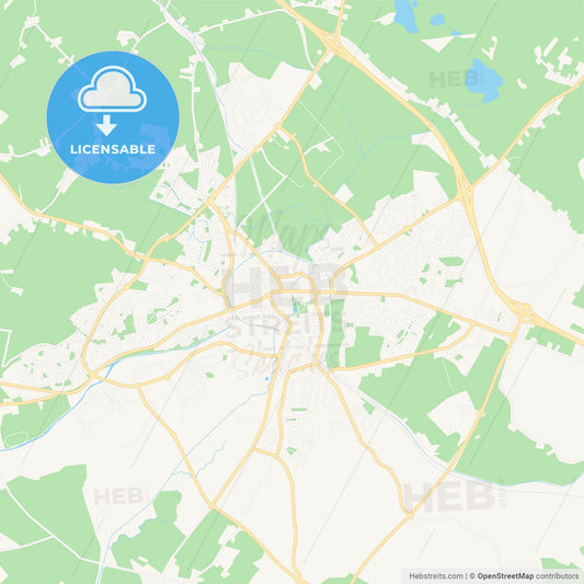 Mullingar, Ireland Vector Map - Classic Colors