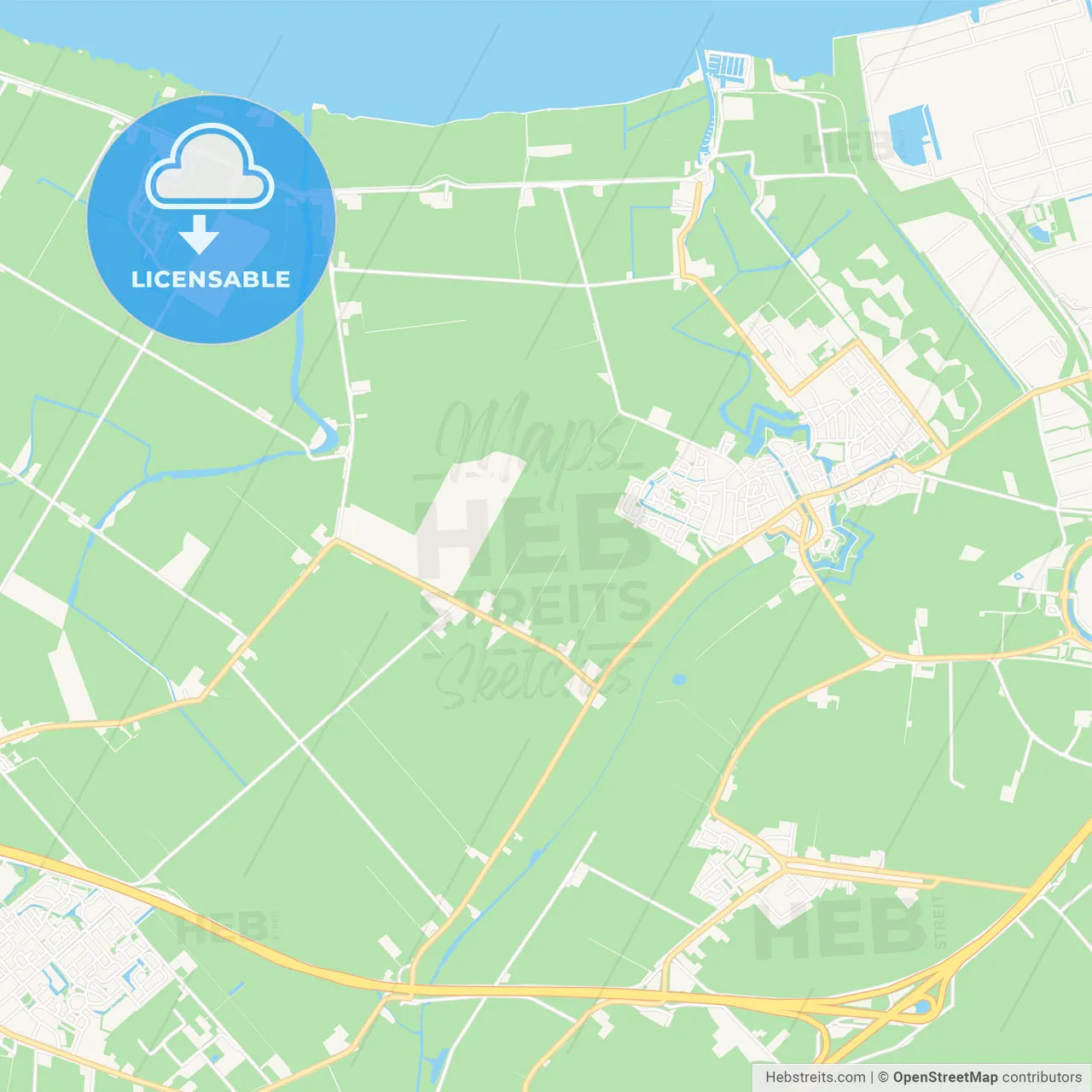 Moerdijk, Netherlands Vector Map - Classic Colors