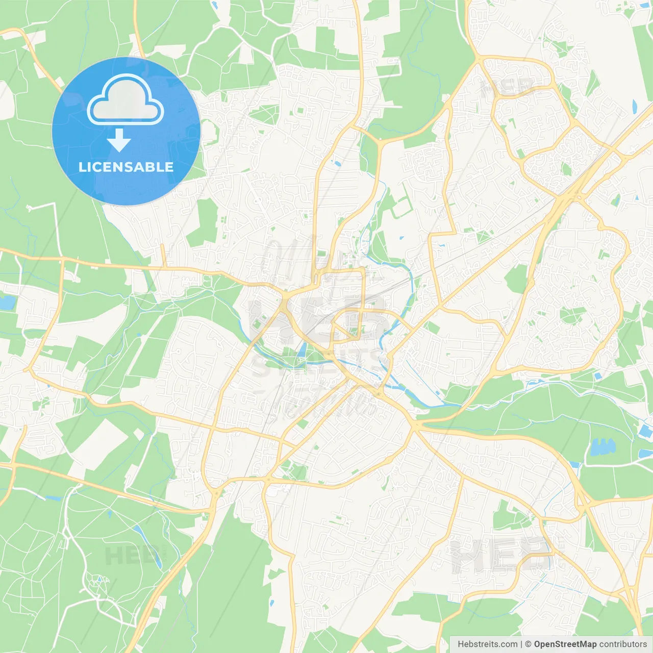 Chelmsford, England Vector Map - Classic Colors