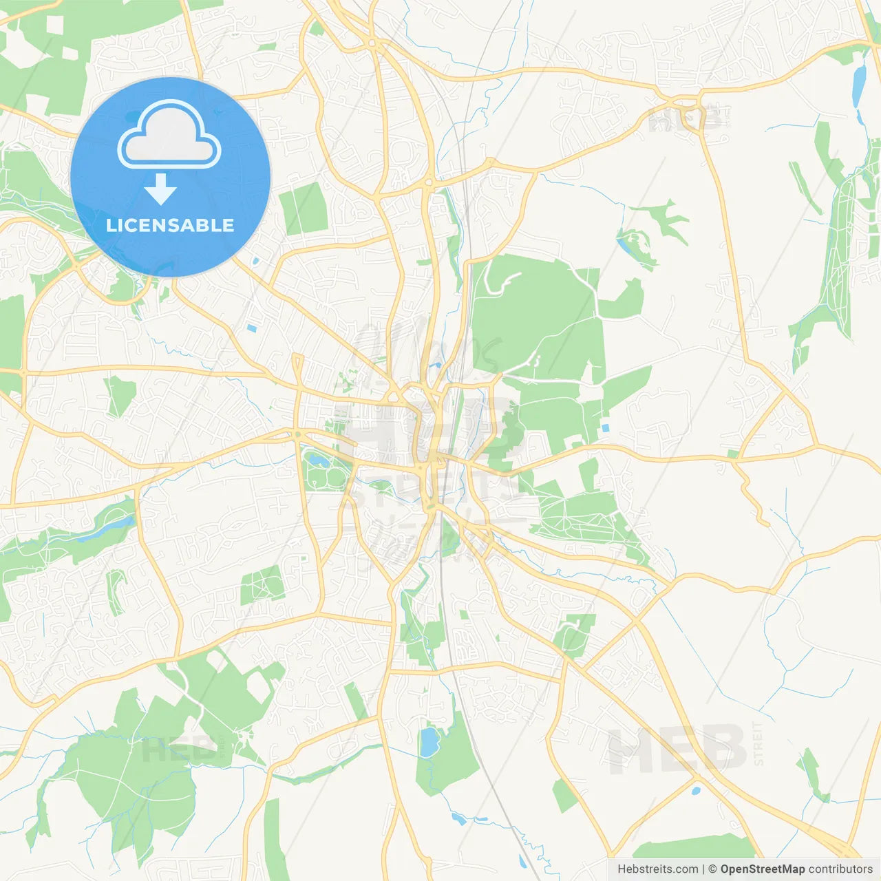 Chesterfield, England Vector Map - Classic Colors