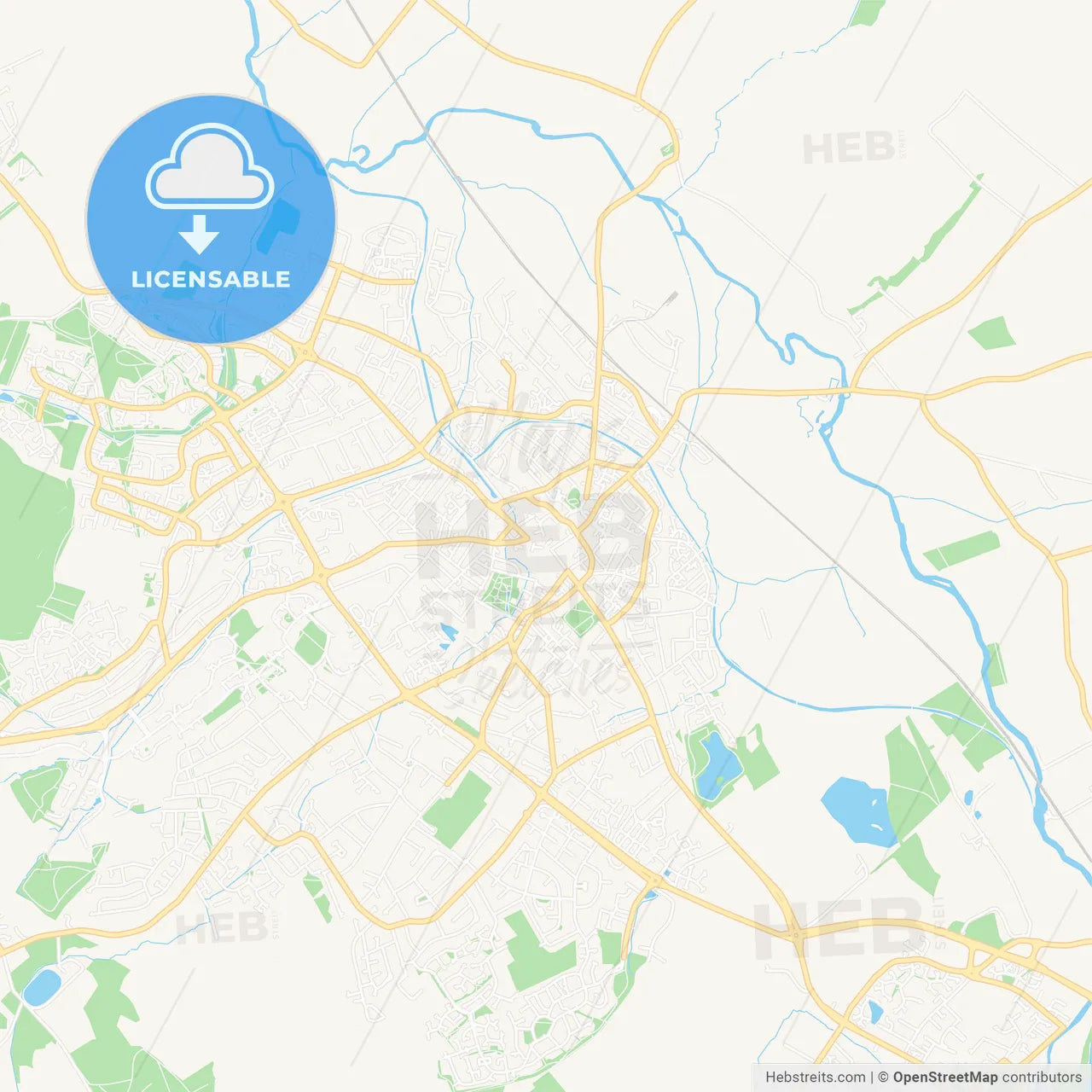 Loughborough, England Vector Map - Classic Colors