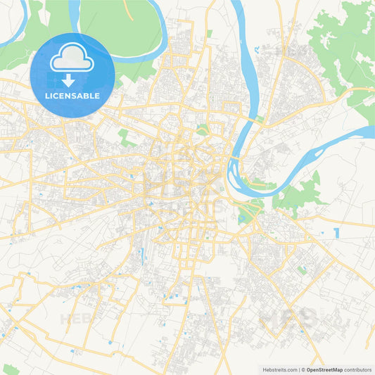Printable street map of Agra, India
