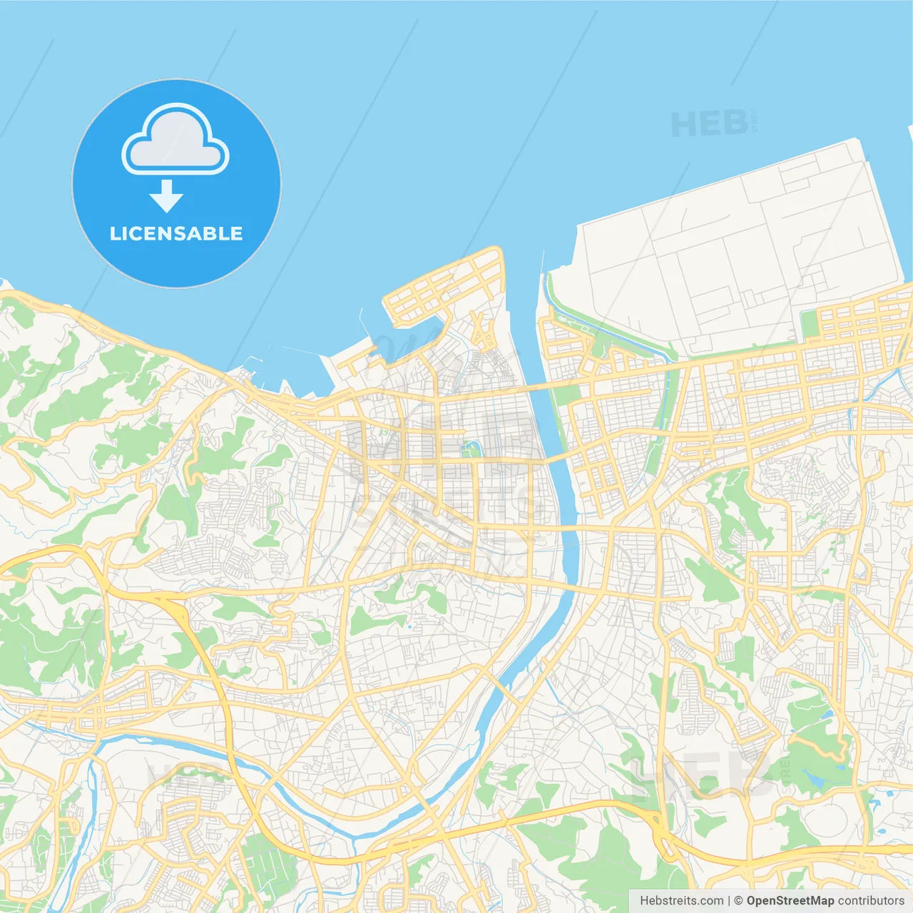 Printable street map of Ōita, Japan