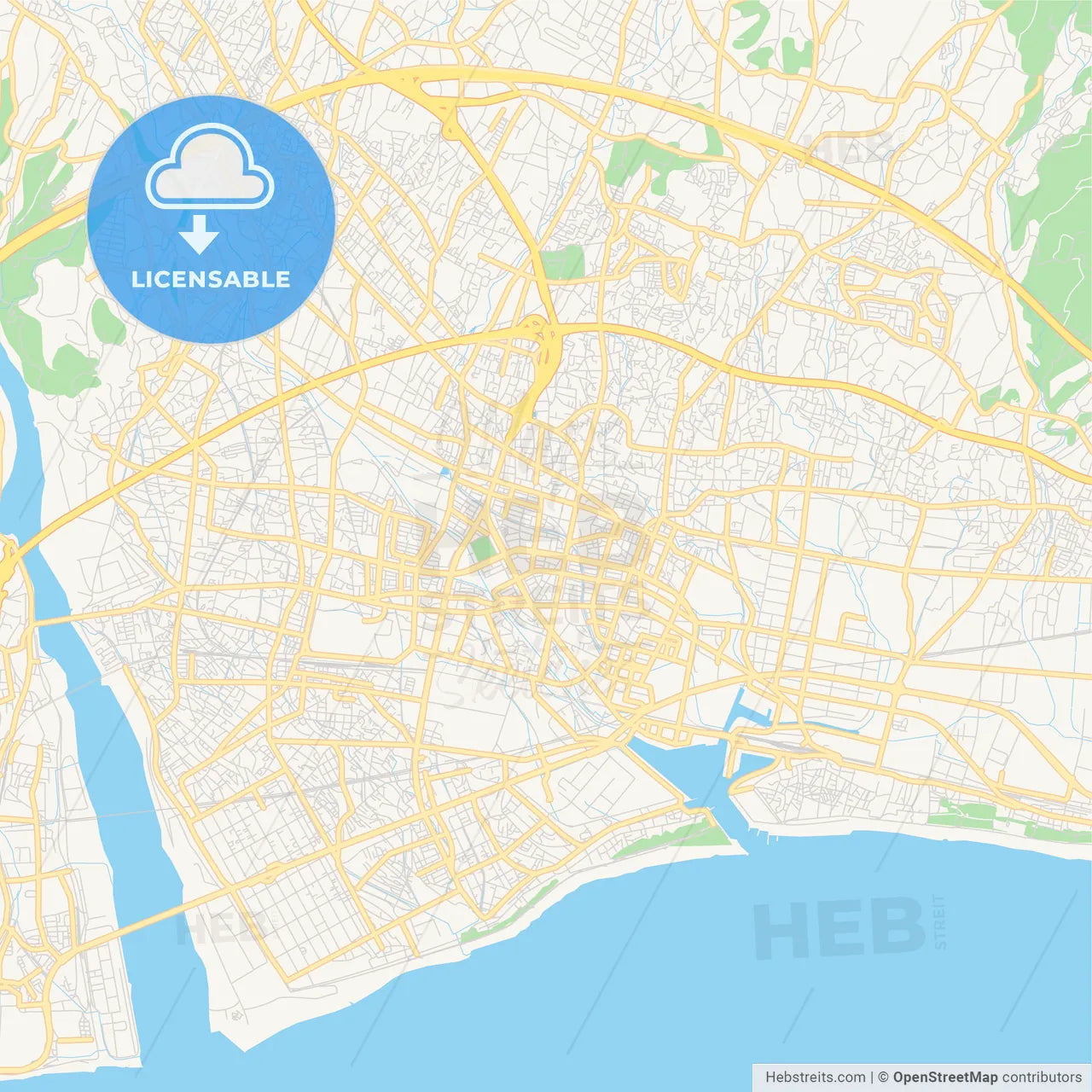 Printable street map of Fuji, Japan