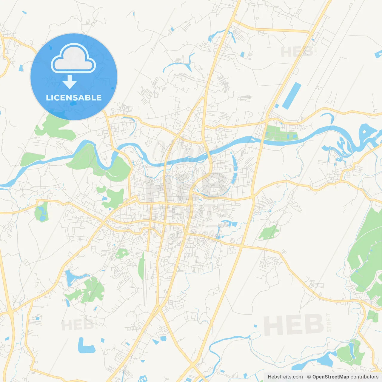 Printable street map of Chiang Rai, Thailand