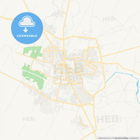 Printable street map of Al-Hasakah, Syria