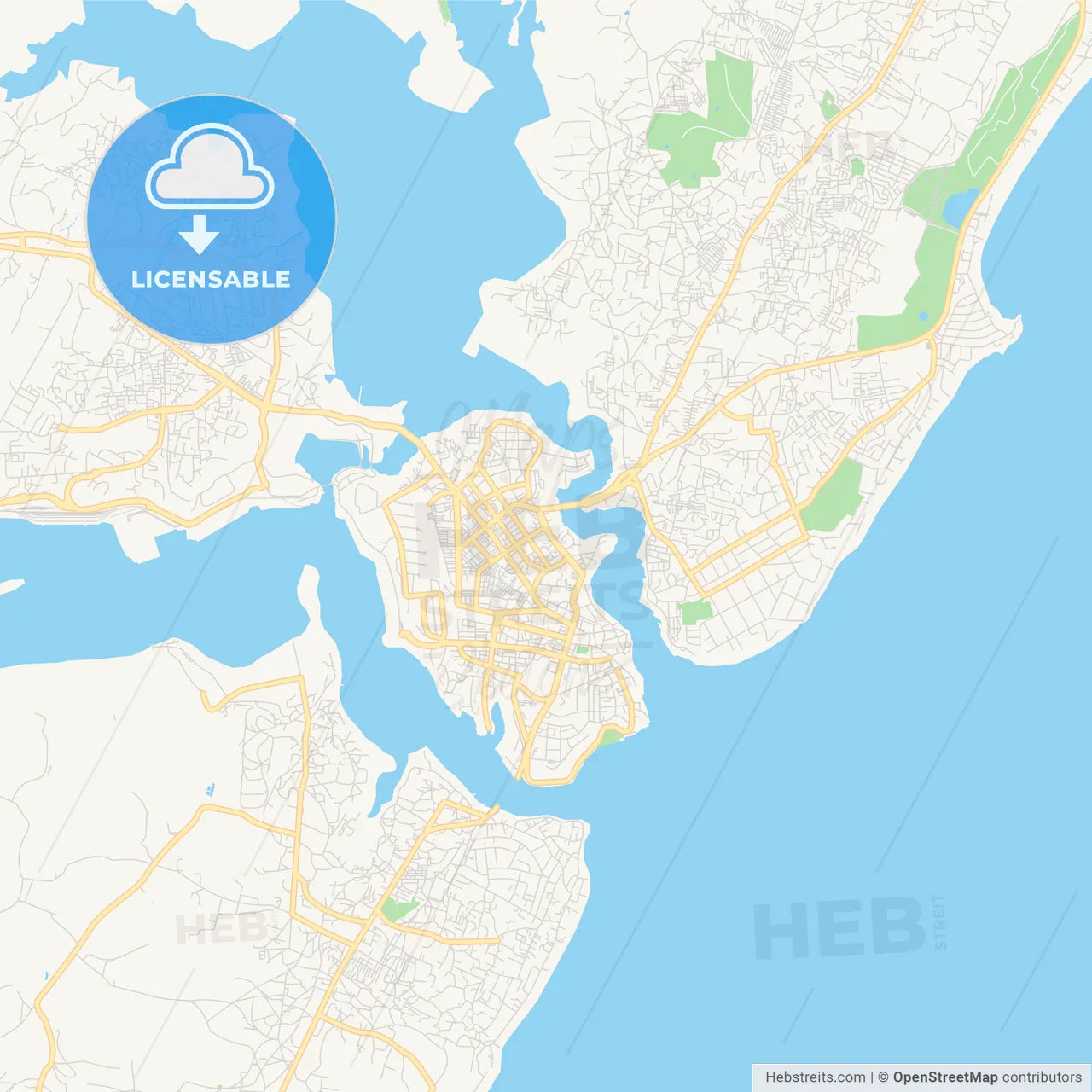 Printable street map of Mombasa, Kenya