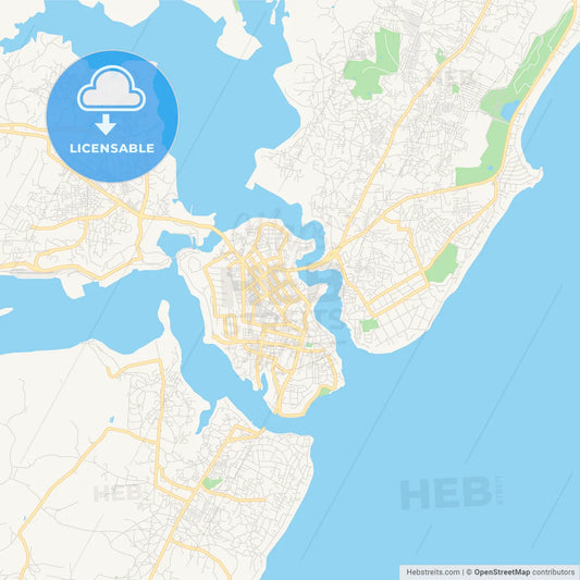 Printable street map of Mombasa, Kenya